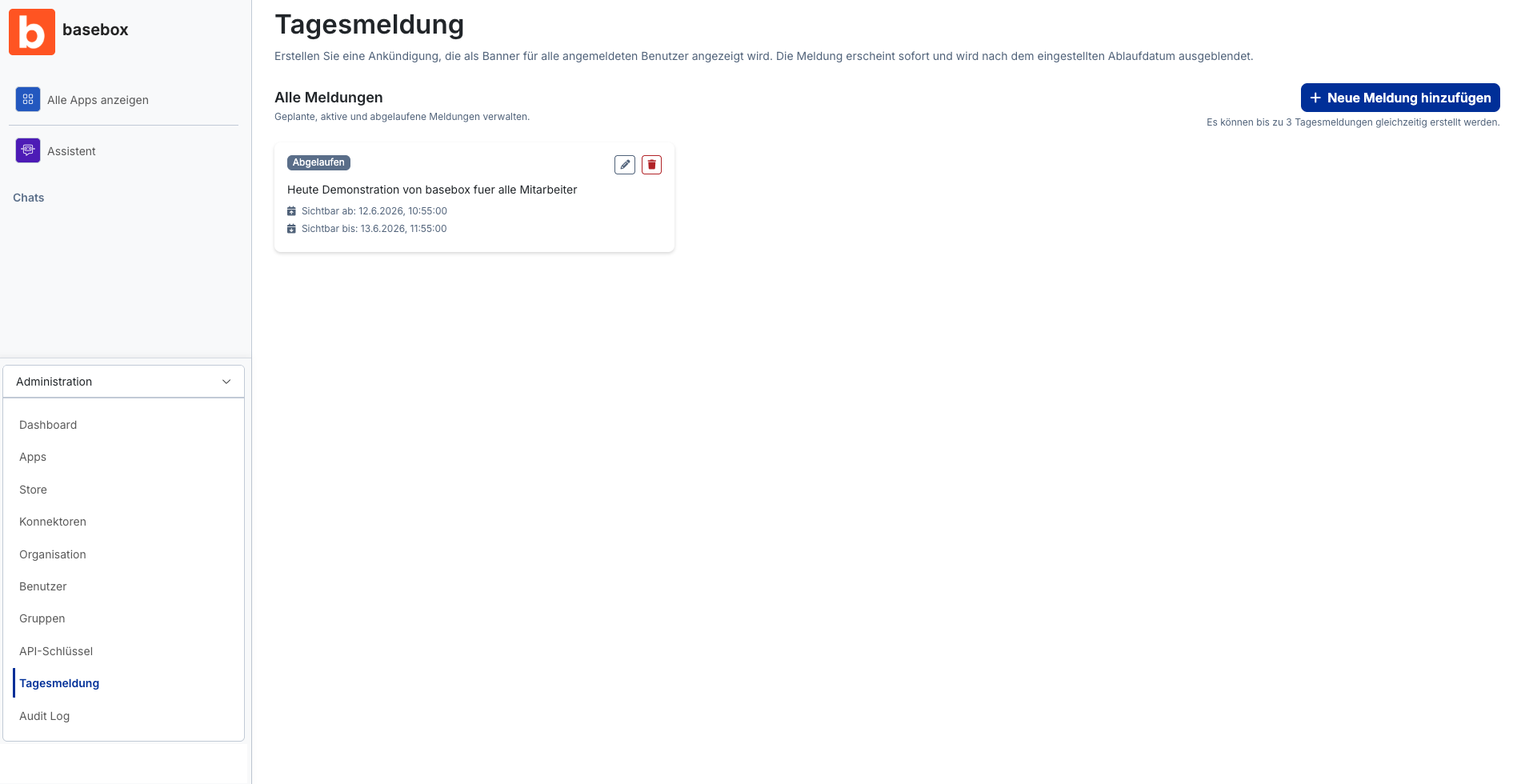 Neue Meldung hinzufügen