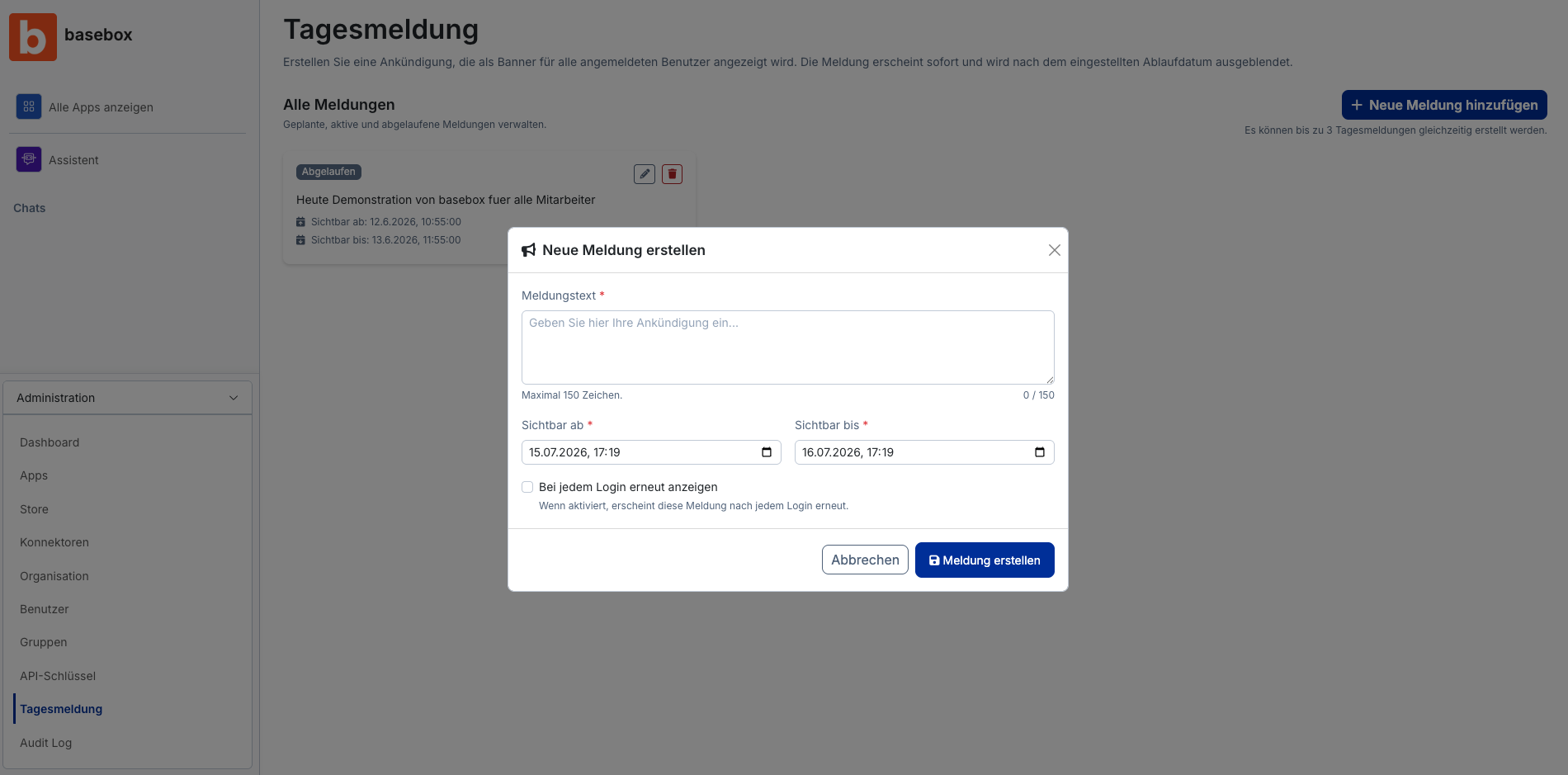 Sichtbarkeit festlegen