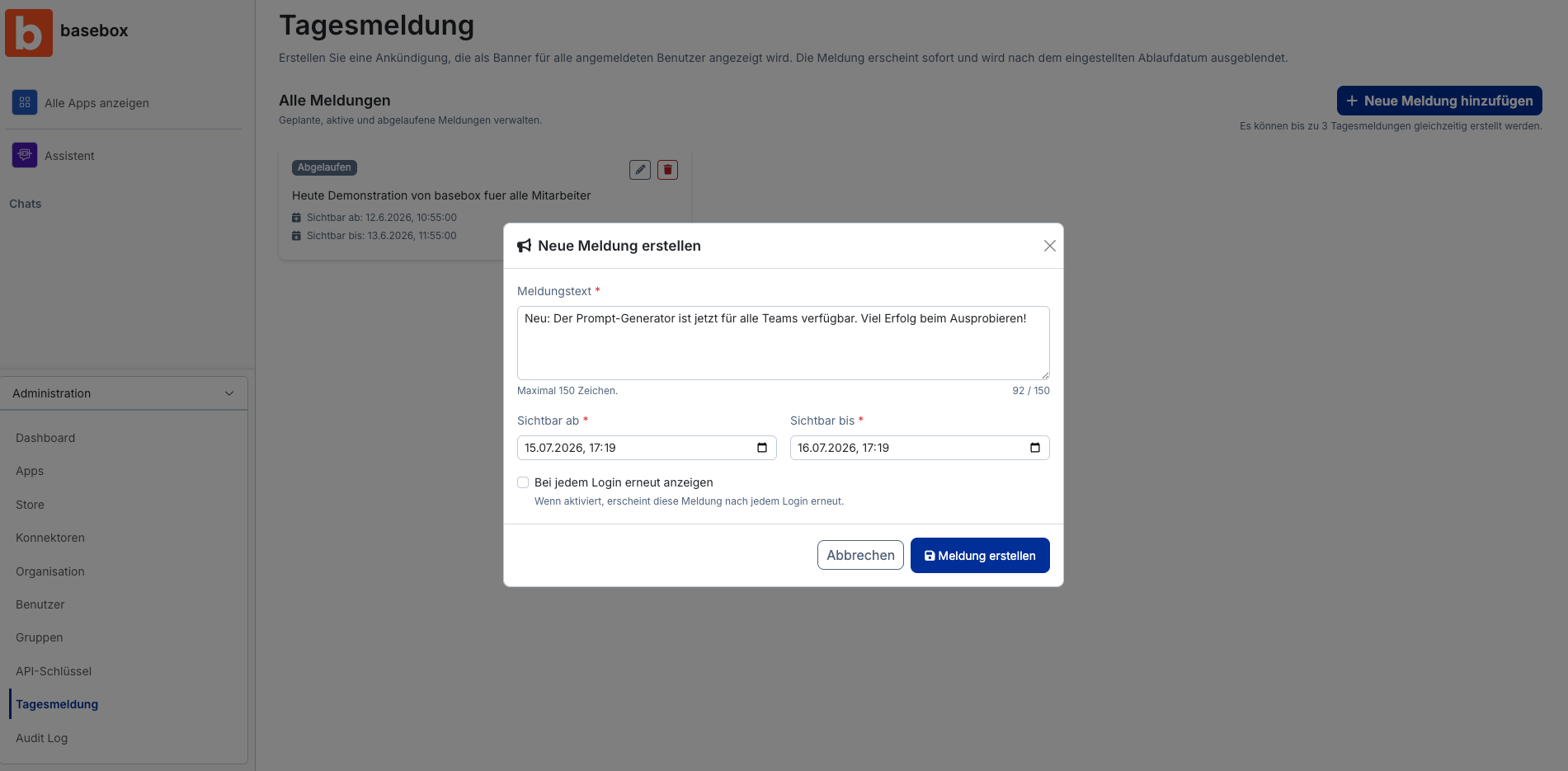 Meldung erstellen