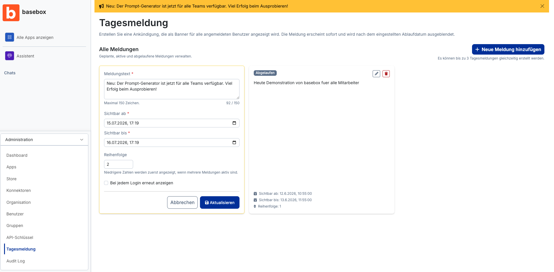 Meldung bearbeiten